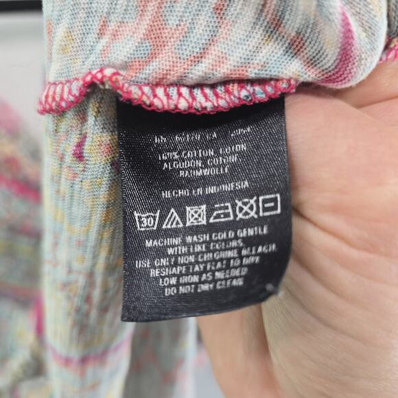 Anthropologie Top Womens Small Pink Blue Tank Off Shoulder Paisley Meadow Rue - Picture 8 of 9